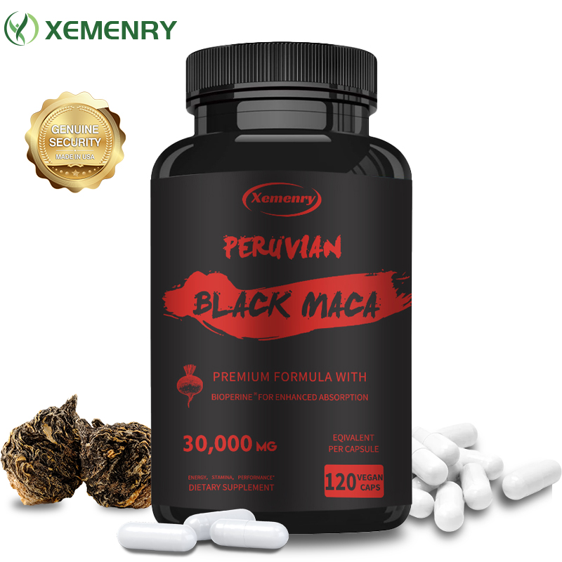 Herbal Queen - Kekuatan maksimum akar Maca hitam-30,000 mg-gelatin