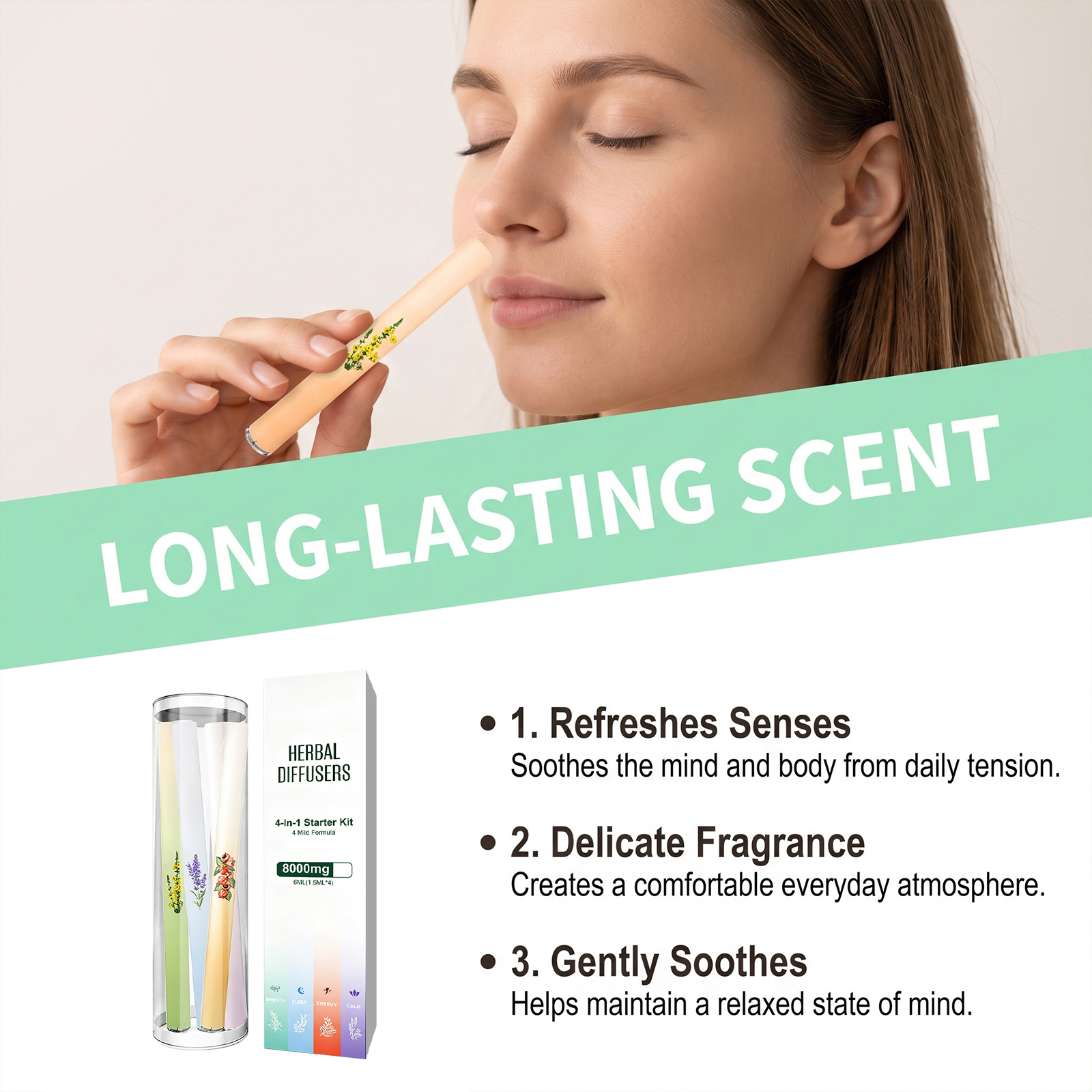 Herbal Wellness Kit - Aroma Inhaler Kit Perjalanan Berbasis Tumbuhan